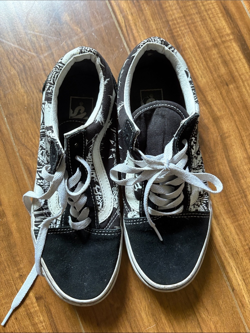 Vans Black & White Graphic Low-Top Skate Sneakers